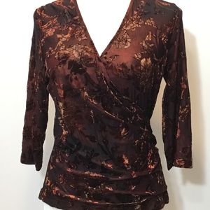 Sno-Skins Copper Floral Velour Top Size M